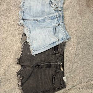 Levi's Blue and Black Jean Shorts Distressed Cut-Off Style